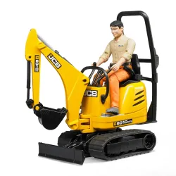 Žaislinis BRUDER mini ekskavatorius JCB su žmogeliuku 62002