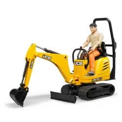 Žaislinis BRUDER mini ekskavatorius JCB su žmogeliuku 62002