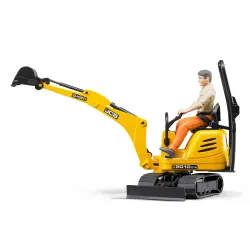 Žaislinis BRUDER mini ekskavatorius JCB su žmogeliuku 62002